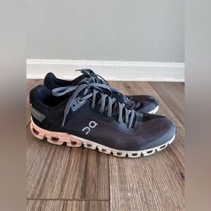 ON Cloud Running Black and Pink Athletic Shoes